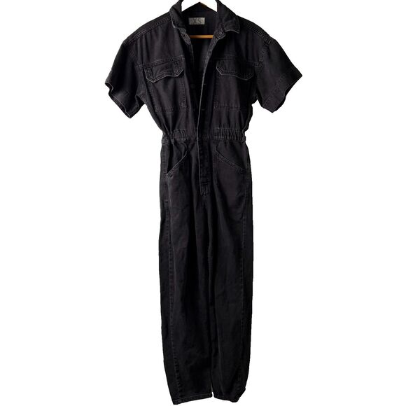 Free People We The Free Marci Jumpsuit XS Black Denim Utility Boiler Suit - Picture 1 of 14